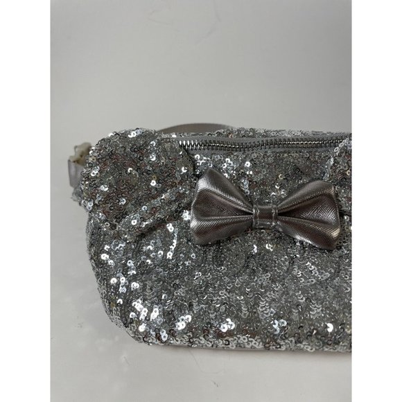 Minnie Mouse Disney Loungefly Hip Bag Fanny Pack Silver Sequin Bow HTF Rare READ - Picture 2 of 13